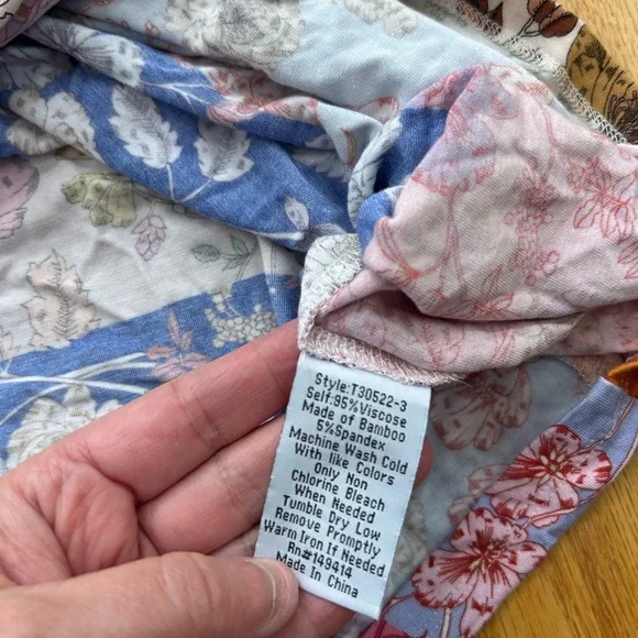 Johnny Was Cosmo Easy Fit Tea Length Dress Patchwork Floral Bamboo Midi READ - Picture 9 of 10